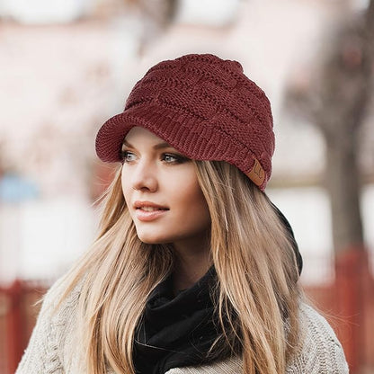 C.C Hatsandscarf Exclusives Women's Ribbed Knit Hat with Brim (YJ-131)(YJ-2023)