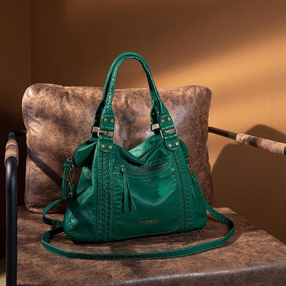 Montana West Washed Leather Hobo Bags for Women Roomy Handbags with Crossbody Strap