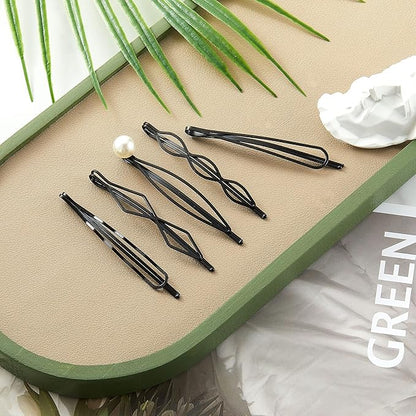 10 Pieces Geometric Metal Hair Clips and Barrettes for Women - Hair Styling Pins, Minimalist Decorative Wedding Accessories, Dainty Headwear (Silver, Black)
