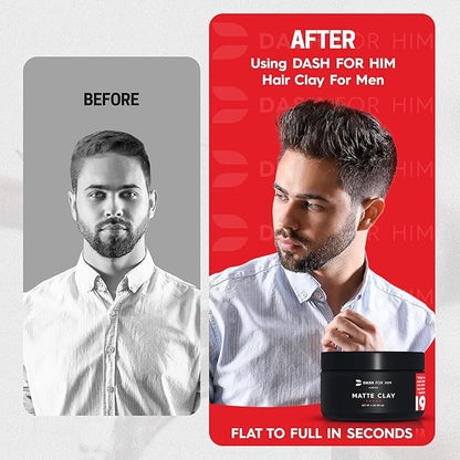 Hair Clay for Men - Medium Strong Hold Matte Clay for Shine Free Finish with Premium Natural and Organic Ingredients - Vegan Friendly Mens Hair Styling Clay, 4oz