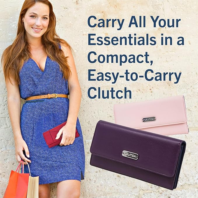 Nautica Money Manager RFID Slim and Small Wallet for Women - Credit Card Holder with Coin Purse and Zipper Wallet, Women's Clutch Organizer