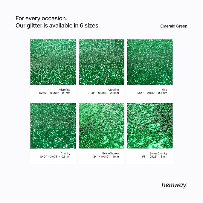 Hemway Premium Ultra Sparkle Glitter Multi Purpose Metallic Flake for Nail Art, Cosmetic Graded, Makeup, Festival, Party, Hair, Body and Eyes 100g / 3.5oz - Emerald Green