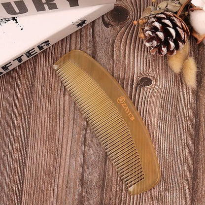 Buffalo Horn Fine Tooth Comb - Anti-Static Hair Comb - Hair Styling Detangling Comb for Men, Women and Kids - For All Hair Types - 6.0 x 1.3 x 0.2 inches