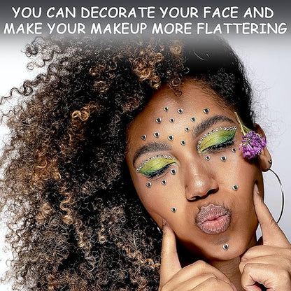 264Pcs Heart Face Gems Love Gems, Self-Adhesive Face Jewels Rhinestones 5/7/10 mm DIY Face Gems Stick on, Valentine Makeup Gems Rave Accessories for Face Eyes Hair Makeup Body, Crafts (Silver)