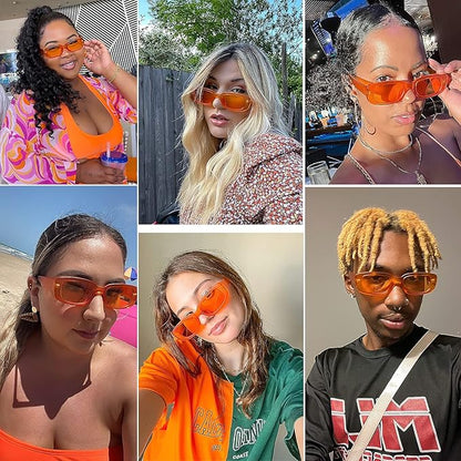4 Pieces Retro Vintage Sunglasses Small Square Rectangle 90s Glasses Trendy Y2K for Women Aesthetic Accessories
