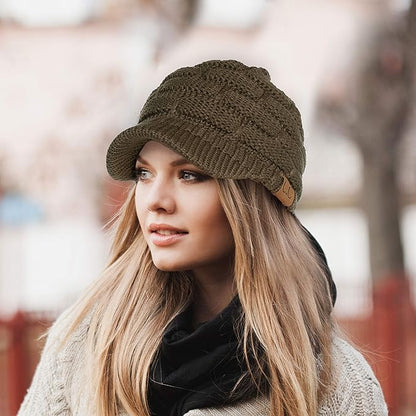 C.C Hatsandscarf Exclusives Women's Ribbed Knit Hat with Brim (YJ-131)(YJ-2023)