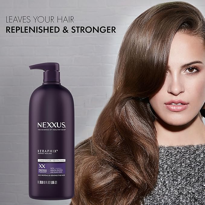 Nexxus Keraphix ProteinFusion Conditioner with Keratin Protein and Black Rice Conditioner for Damaged Hair 33.8 oz