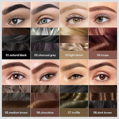 2 Pack Microblading Eyebrow Pen and Brow Tint for Women with Angled Brush & Dip to Effortlessly Create Natural Hair Like Brows, Waterproof Fast Eye Brow Makeup Pencil, Last All Day (Natural Black)