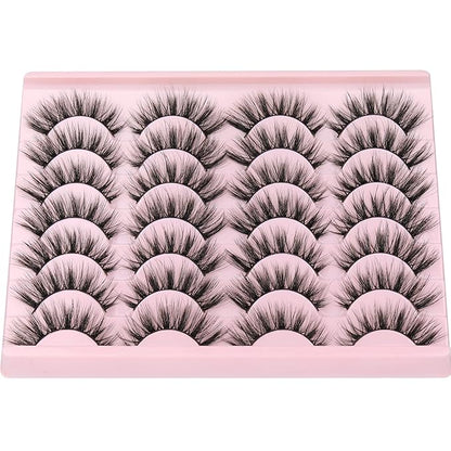 Newcally Eyelashes False Lashes Wispy Spikes Eyelashes Mink Natural Look 3D Volume Fake Eye Lashes Pack Cat Eye Strip Reusable Faux Mink Eyelash 14 Pairs