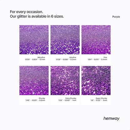 Hemway Premium Ultra Sparkle Glitter Multi Purpose Metallic Flake for Nail Art, Cosmetic Graded, Makeup, Festival, Party, Hair, Body and Eyes 100g / 3.5oz - Purple
