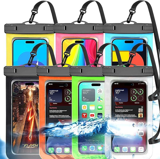 7 Pack Multicolor Universal Waterproof Phone Pouch, Large Phone Waterproof Case Dry Bag (Protection Level: IP68) Outdoor Sports for Apple iPhone,Samsung,and up to 7.5" (Multicolor 7 Pack)