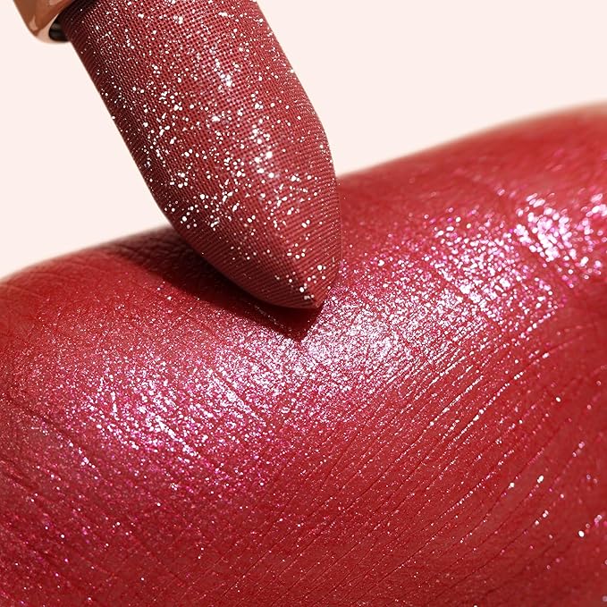 Oulac Shimmer Lipstick for Women, Infinity High Shine Finish, Hydrating Lip Color Infused with Damask Rose Oil for All-Day Comfort, Gluten-Free Vegan Beauty, D04 Brunt Rose