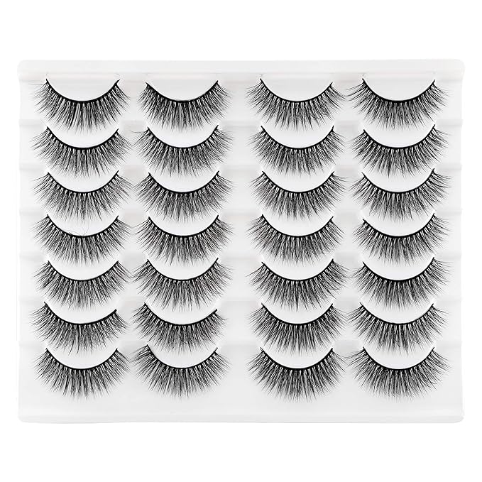 Newcally Lashes False Eyelashes Natural Wispy Light Volume Faux Mink Lashes 14 Pairs Pack