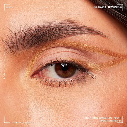 NYX PROFESSIONAL MAKEUP Mechanical Eye Pencil, Vivid Rich Mechanical, Creamy Retractable Eyeliner - Amber Stunner, Gold Eyeliner