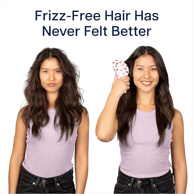 Crave Naturals Glide Thru Detangling Hair Brush for Adults and Kids - Detangler Hairbrush for Curly or Straight, Wet or Dry Hair - Gentle on Tangles Hair Comb - Purple and Pink Hearts (Pack of 2)