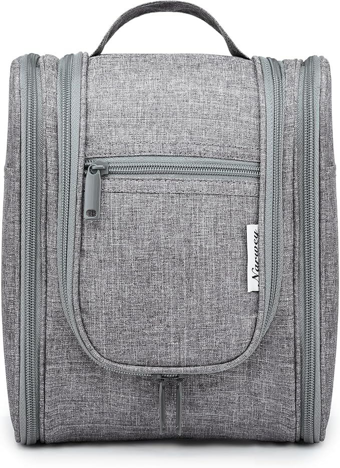 Narwey Small Hanging Travel Toiletry Bag Cosmetic Make up Organizer for Women and Men (Medium, Grey)