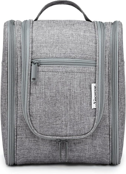 Narwey Small Hanging Travel Toiletry Bag Cosmetic Make up Organizer for Women and Men (Medium, Grey)