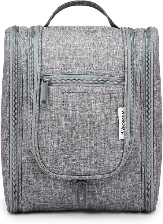 Narwey Small Hanging Travel Toiletry Bag Cosmetic Make up Organizer for Women and Men (Medium, Grey)