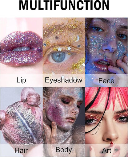 Body Glitter Stick, Chunky Gel for Face and Hair, Purple Makeup, Sparkling Holographic Mermaid Sequins Paint, Waterproof Multiuse Glitter, 03#Golden