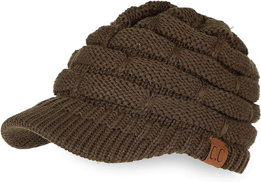 C.C Hatsandscarf Exclusives Women's Ribbed Knit Hat with Brim (YJ-131)(YJ-2023)