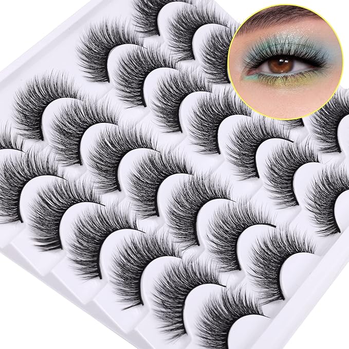Newcally Lashes False Eyelashes Natural Wispy Light Volume Faux Mink Lashes 14 Pairs Pack
