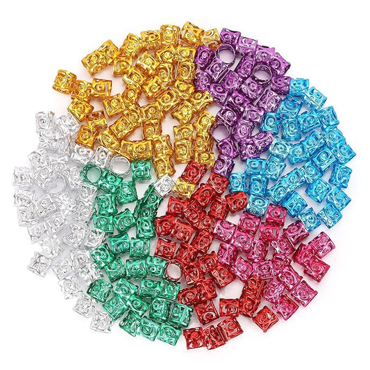 200 Pcs Dreadlocks Beads Hair Braid Rings Clips Dread Locks Hair Braiding Metal Cuffs Decoration Locs Accessories Multicolor