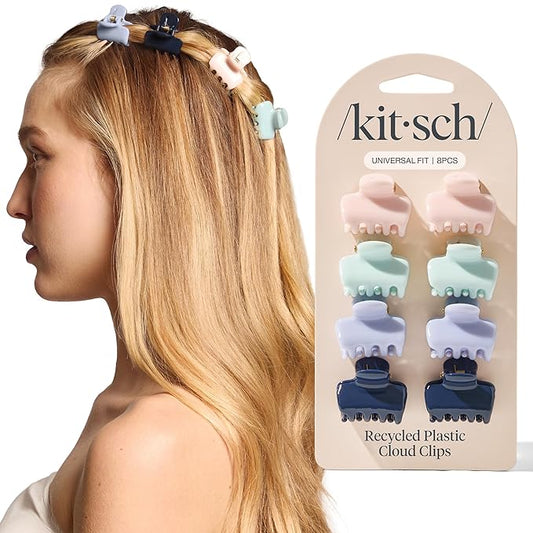 Kitsch Small Hair Clips for Women and Girls – Mini Claw Clips – Hair Accessories for Women – Daily Styling, Recycled, Garden Bouquet – 8pc Set
