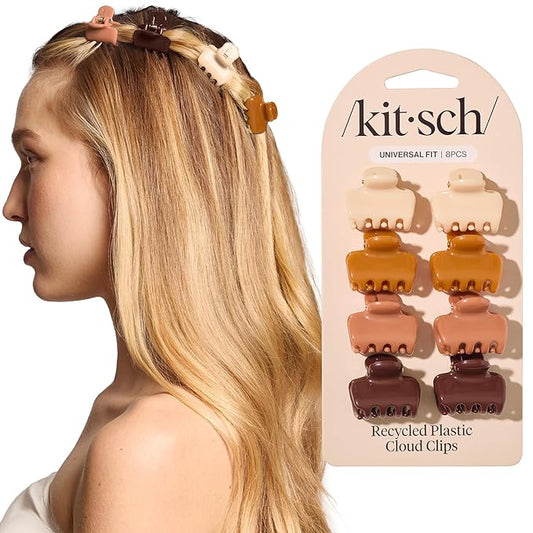Kitsch Small Hair Clips for Women and Girls – Mini Claw Clips – Hair Accessories for Women – Daily Styling, Recycled, Sedona – 8pc Set