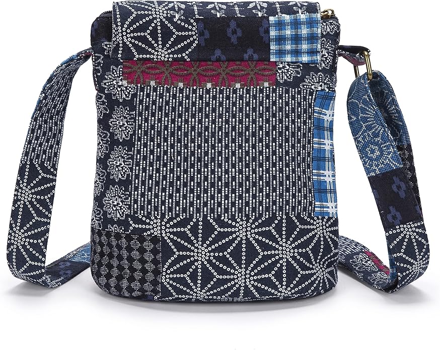 OPQRSTU Women's Retro Small Size Canvas Shoulder Bag Hippie Boho Crossbody Handbag