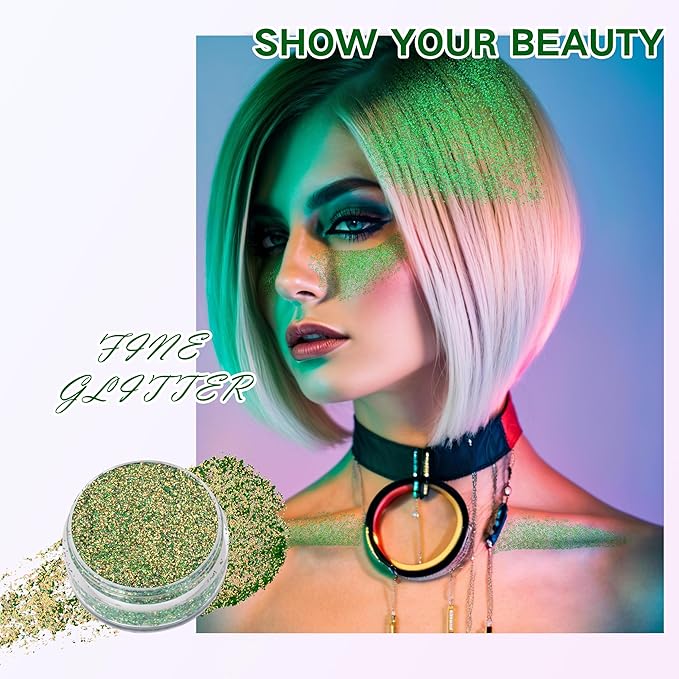 Green Face Glitter Gel,4 Styles St Patricks Day Body Glitter,Singer Concert Outfit for Women,Sparkling Hair Glitter Makeup Rave Festival Accessories,40g/1.41 oz