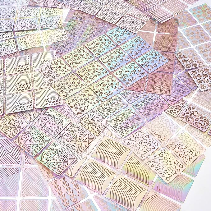 288 Pieces Nail Vinyl Stencils Nail Decoration Stickers Set Nail Stickers Tips Decals, 24 Sheets