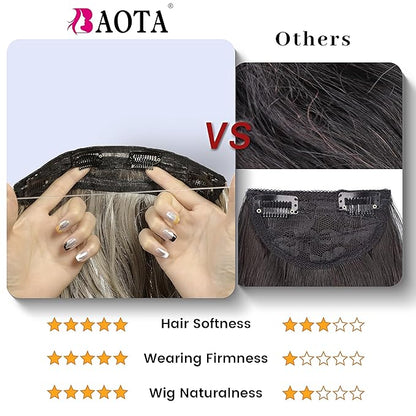 16 Inch Invisible Wire Hair Extension Long Wavy Hair Extensions for Women Mix Brown and Blonde Highlight Adjustable Size Hairpiece 4 Clips in Hair Extension