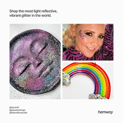 Hemway Premium Ultra Sparkle Glitter Multi Purpose Metallic Flake for Nail Art, Cosmetic Graded, Makeup, Festival, Party, Hair, Body and Eyes 100g / 3.5oz - Purple