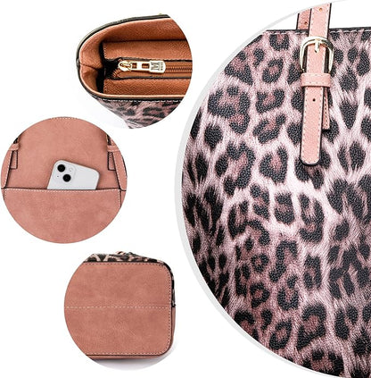 Montana West Purses for Women Tote Bag 3Pcs Set Leopard Print Satchel Handbags