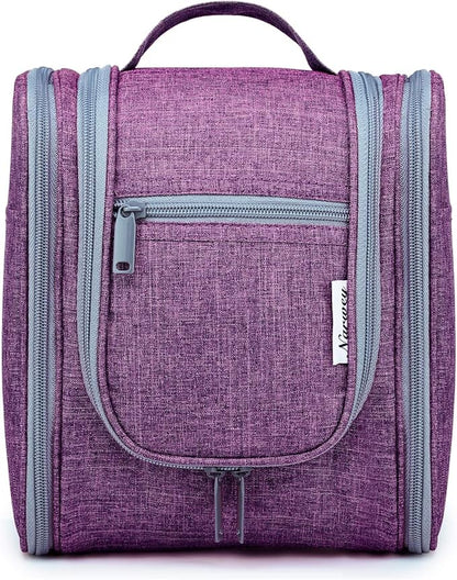 Narwey Small Hanging Toiletry Bag Women Travel Makeup Bag Organizer Toiletries Bag for Travel Size Essentials Accessories Cosmetics (Medium, Dark Purple)