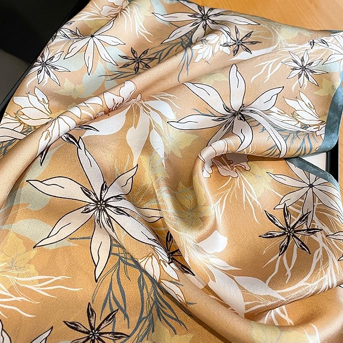 100% Pure Mulberry Silk Scarfs 26"x26" Square Scarf Women Neckerchief Headscarf hair scarf bandana Gift Packed